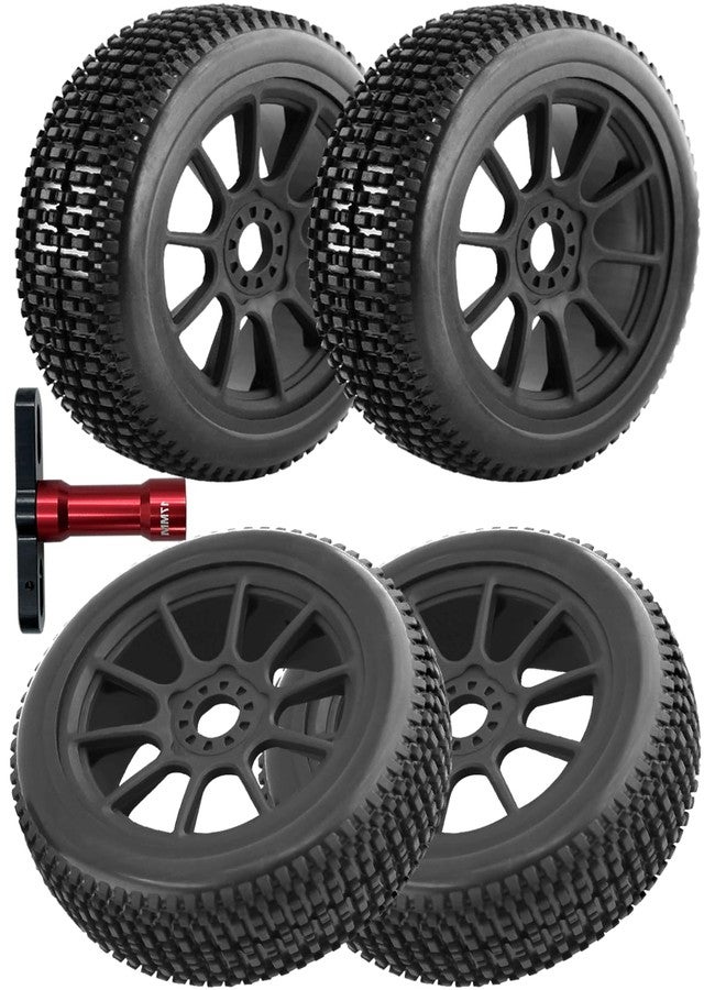 Rcarmumb RC Wheel & Wheel Tires w/Wheel Wrench for 1/8 Talion 6S BLX,Typhon 6S 3S BLX,Red cat,L0S1,Team,HP1,HPS,KY0SH0,H0BA0,Wheel Tires Set w/ 17mm Hex Wheel Wrench,Replace ARA550097(4PCS - Image 1